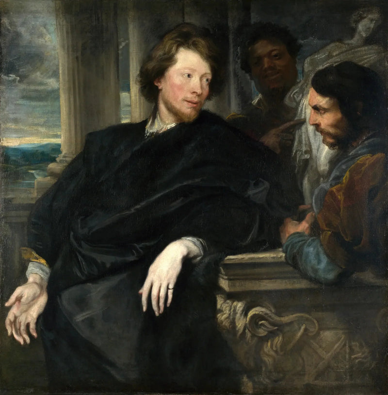Porträtt av George Gage med två följeslagare - Antoine van Dyck