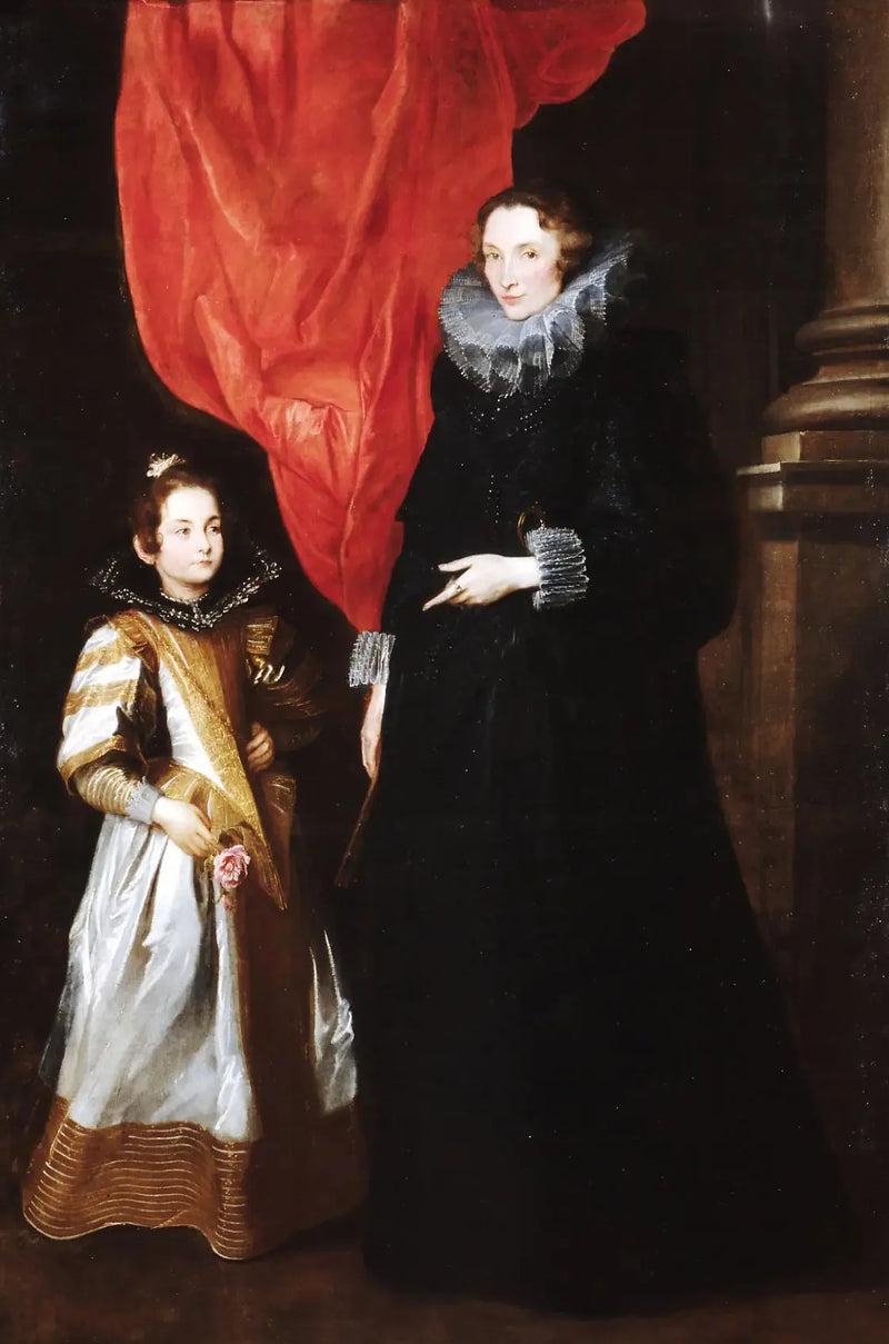 Porträtt av Geronima Sale Brignole med sin dotter Maria Aurelia - Antoine van Dyck