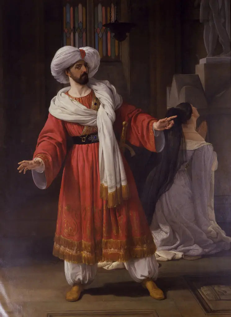 Porträtt av Giovanni David som Alessandro i Gli arabi nelle Gallie av Pacini - Francesco Hayez