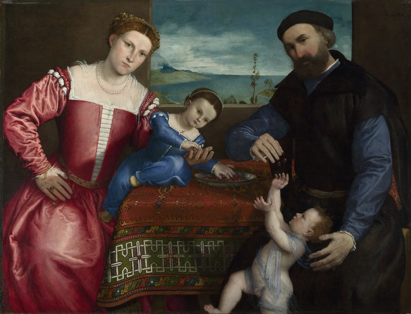 Porträtt av Giovanni della Volta med sin fru och sina barn - Lorenzo Lotto