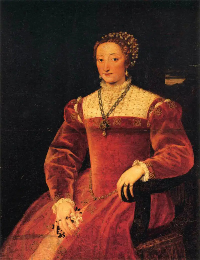 Porträtt av Giulia Varano - Titian