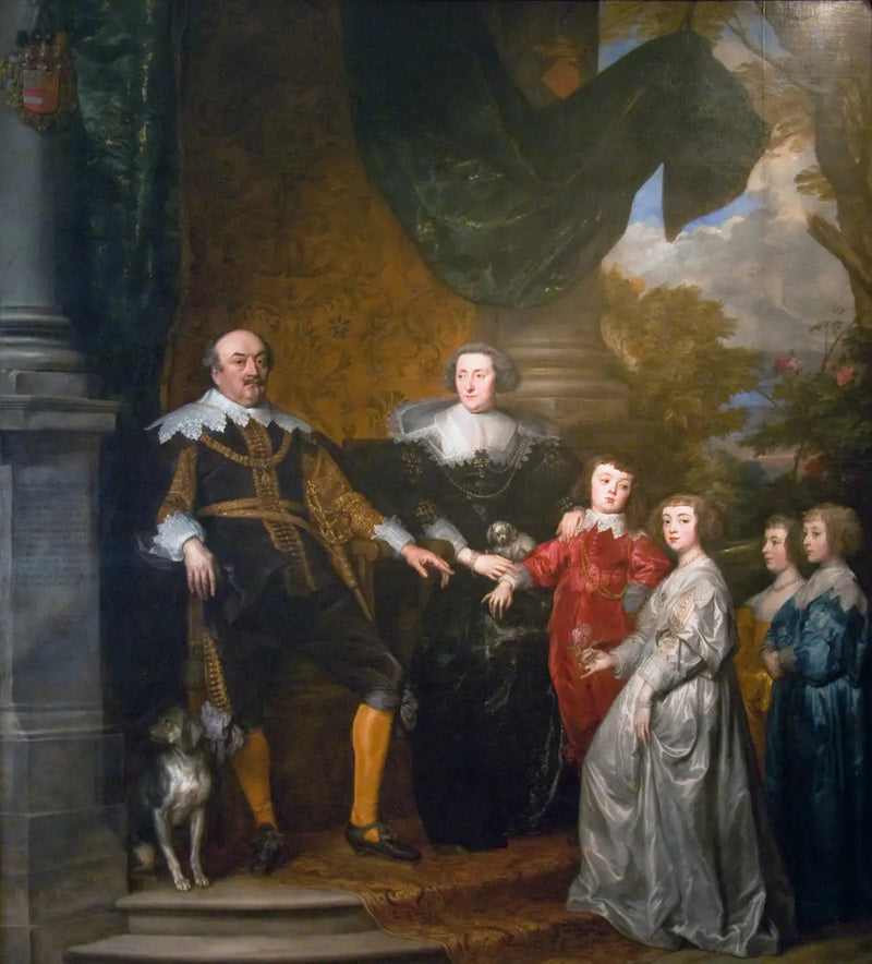 Porträtt av Jean, greve av Nassau-Siegen, med sin familj - Antoine van Dyck