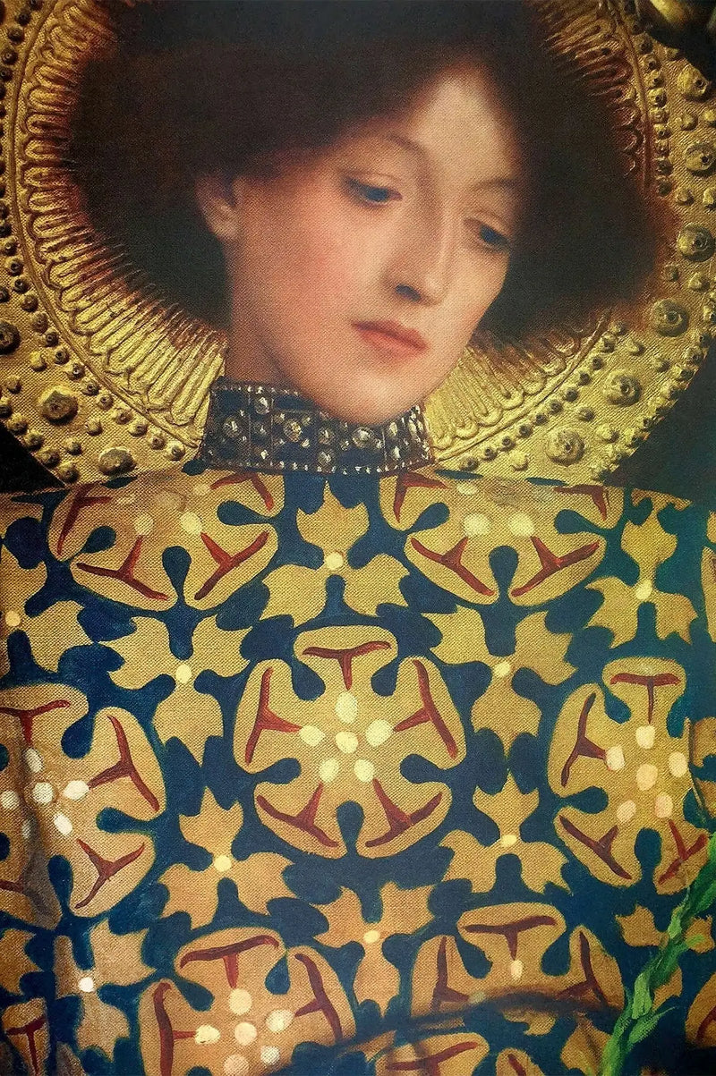 👑 Porträtt av ung kvinna (Detalj från Allegori av skulptur) – Gustav Klimt (1889)
