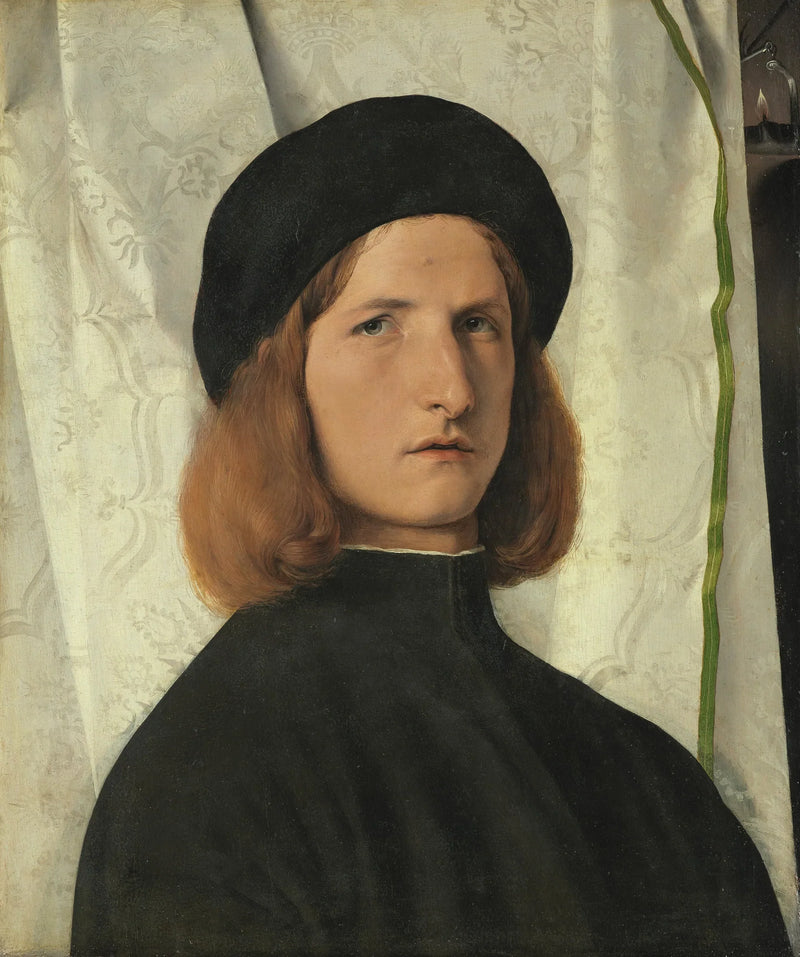 Porträtt av ung man med lampa - Lorenzo Lotto