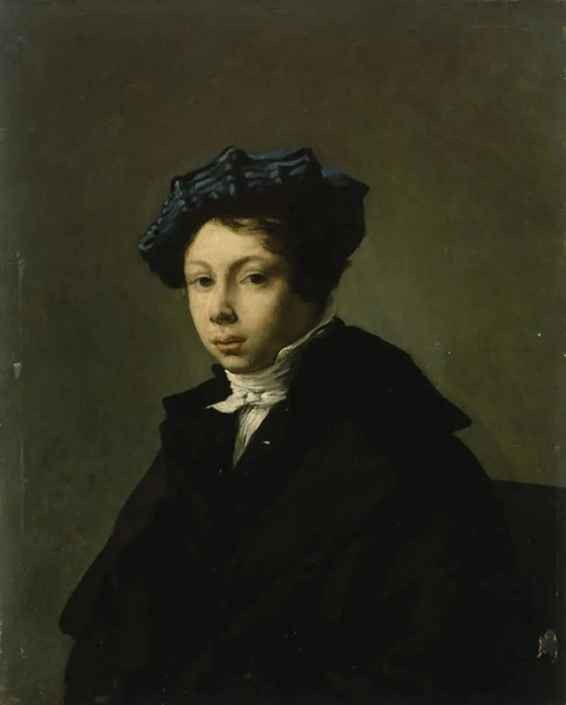 Porträtt av ung man med blå basker - Eugène Delacroix