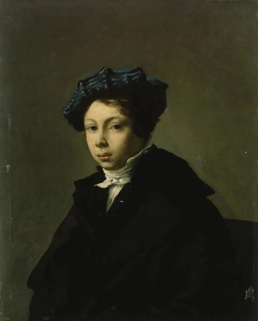Porträtt av ung man med blå basker - Eugène Delacroix