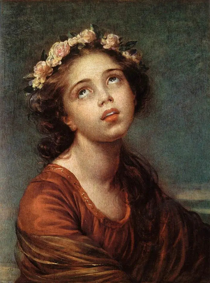 Porträtt av Julie Lebrun med en krans av rosor - Élisabeth Vigée Le Brun