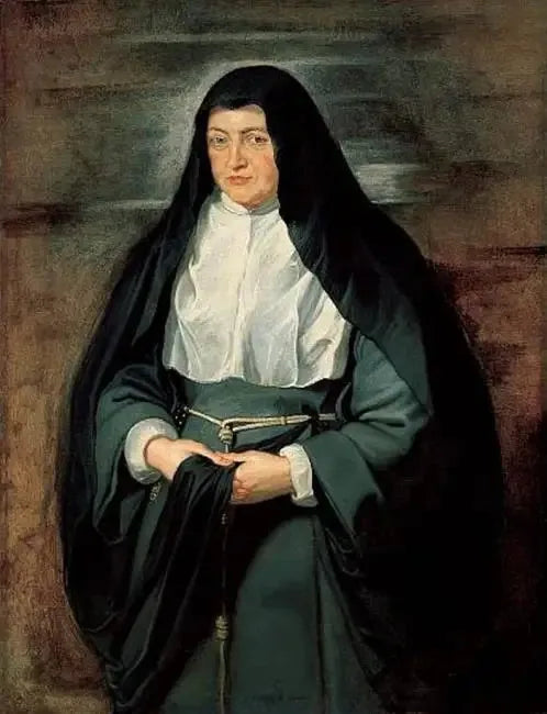 Porträtt av ärkehertiginna Isabelle-Claire Eugénie, spansk regent för Nederländerna, i klädnad av klariss - Peter Paul Rubens
