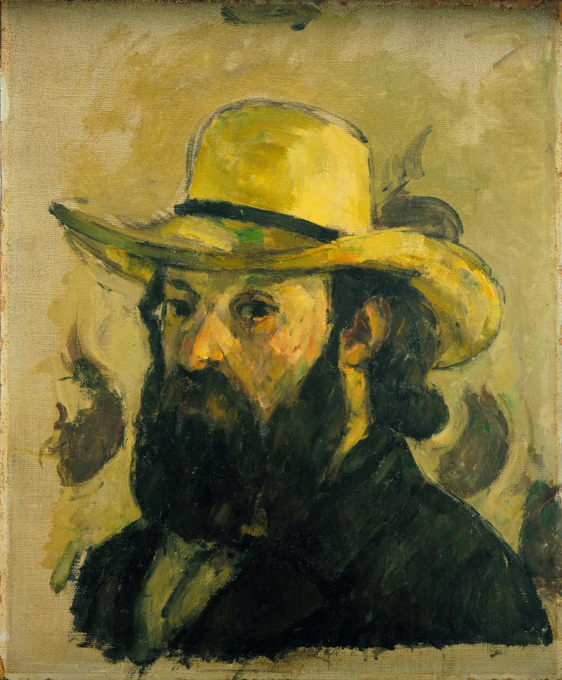 Porträtt av konstnären med halmhatt - Paul Cézanne