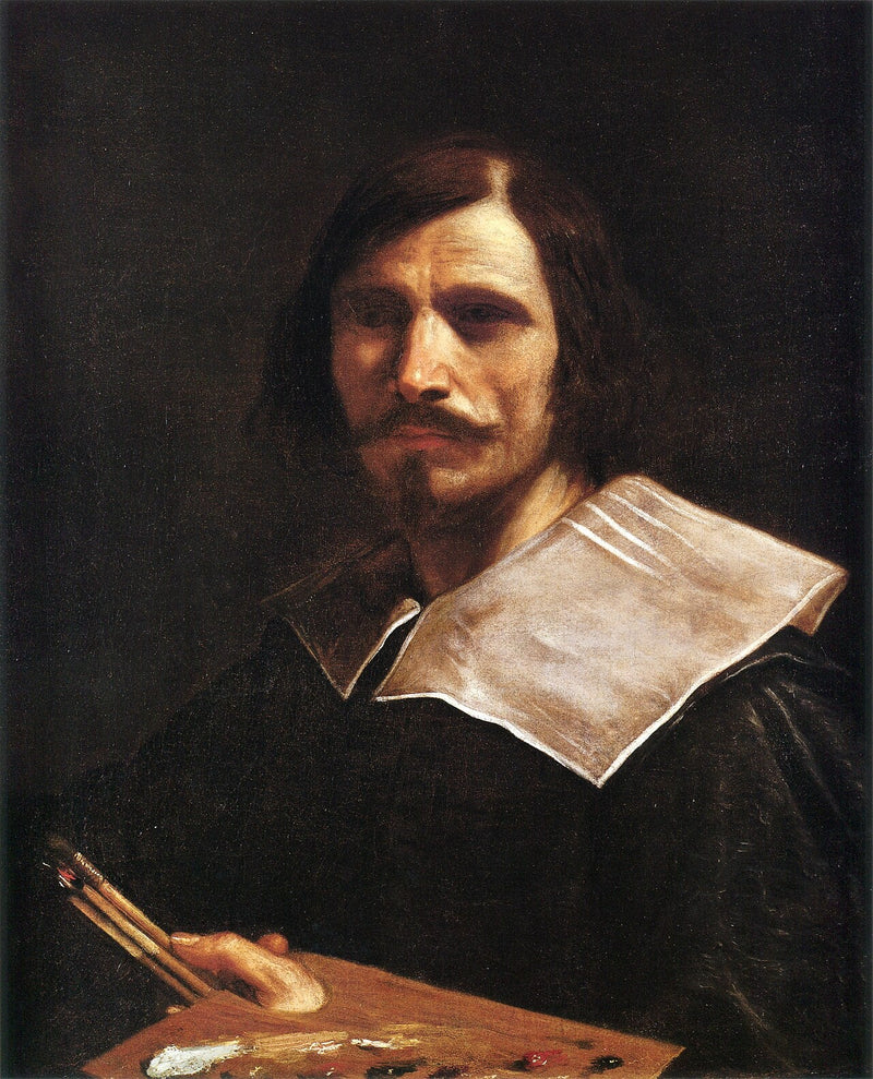 Porträtt av konstnären som håller en palett - Guercino