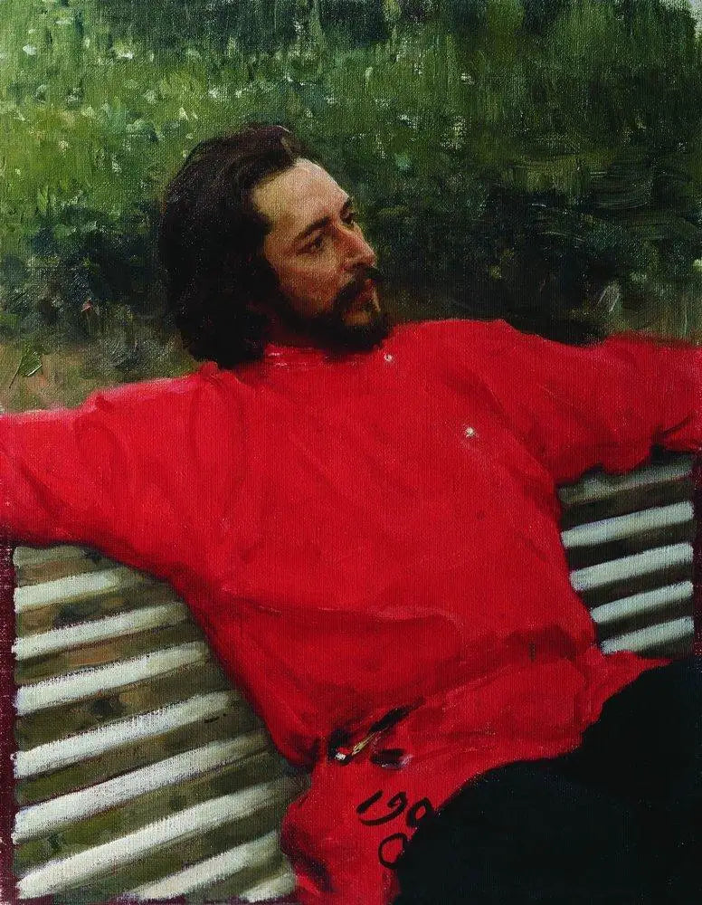 Porträtt av författaren Leonid Nikolaevitj Andrejev (sommarvistelser). - Ilya Repin