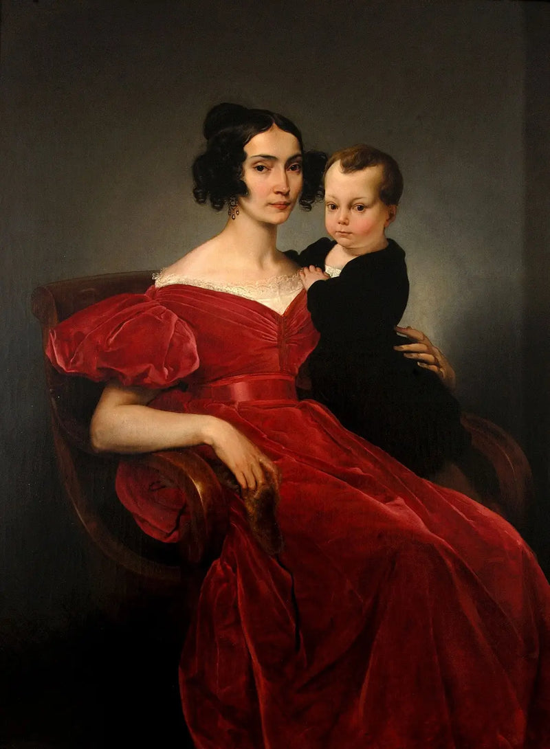 Porträtt av grevinnan Teresa Zumali Marsili med sin son Giuseppe - Francesco Hayez
