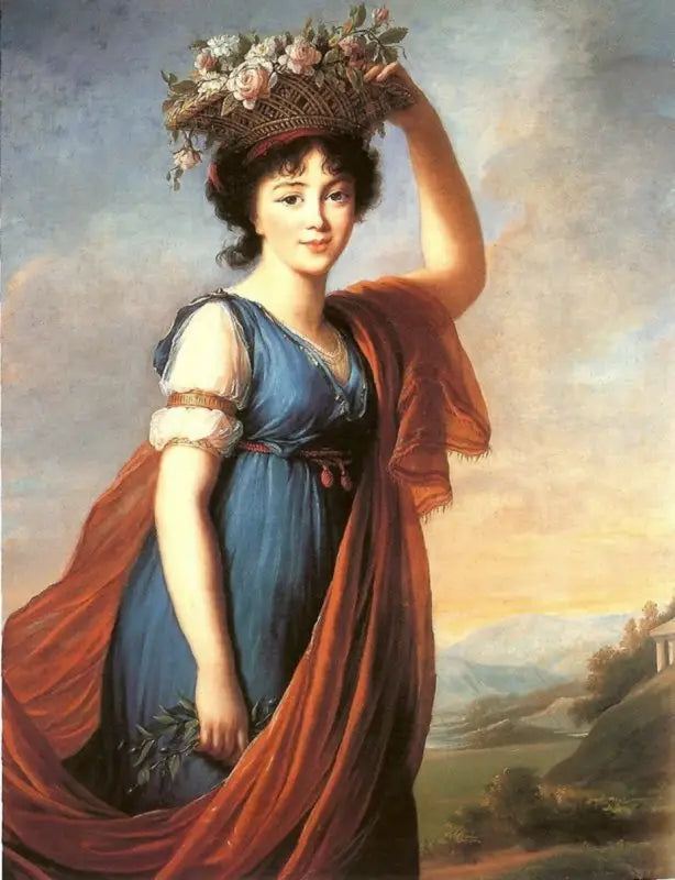 Porträtt av prinsessan Eudocia Ivanovna Galitzine, född Izmailov, som Flore - Élisabeth Vigée Le Brun