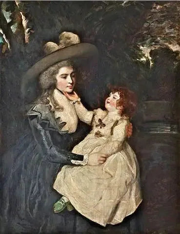 Porträtt av änkan fru Seaforth och hennes barn - Joshua Reynolds