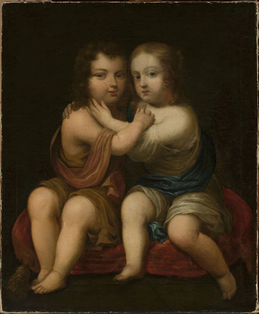Porträtt av Louis XIV som barn med sin halvsyster Henriette av England. - Pierre Mignard