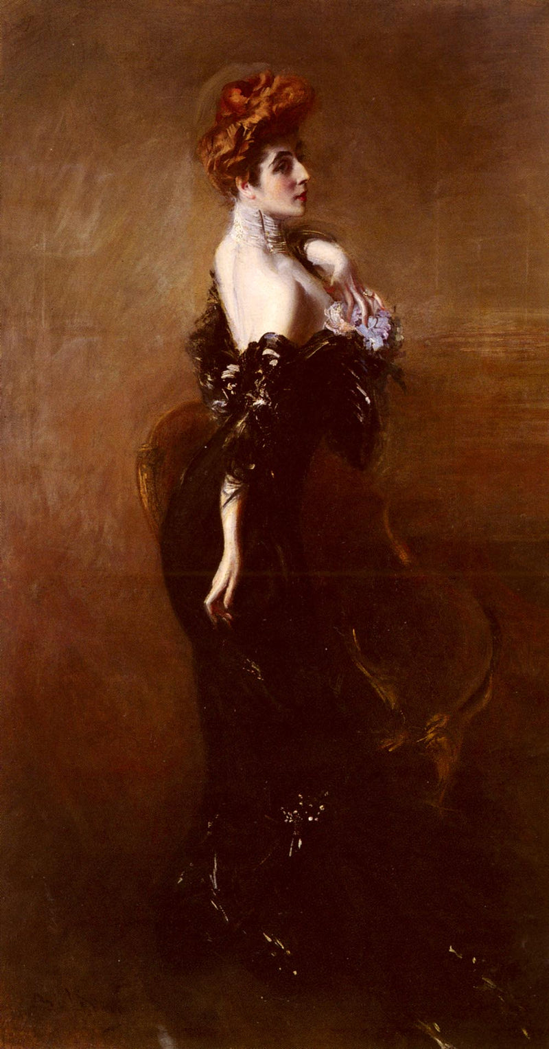 Porträtt av Madame Pages i aftonklänning - Giovanni Boldini