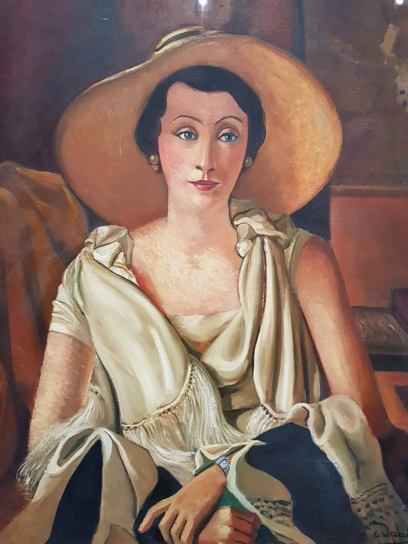 Porträtt av Madame Paul Guillaume med stor hatt - André Derain