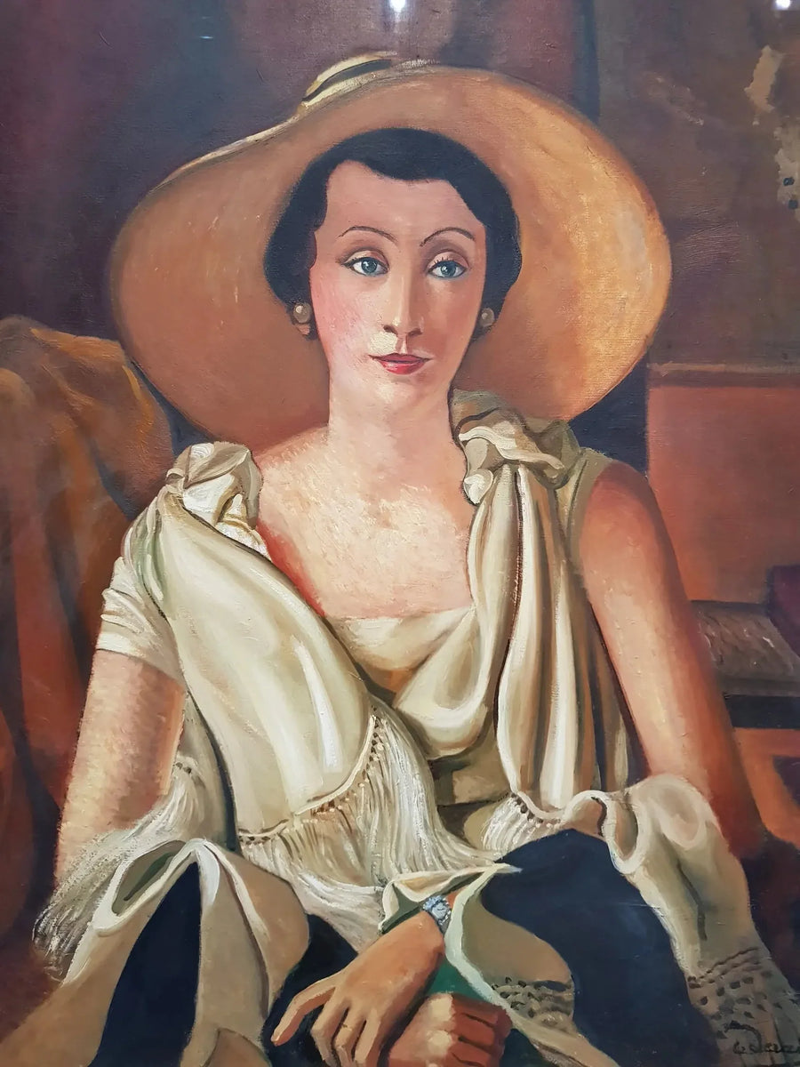 Porträtt av Madame Paul Guillaume med stor hatt - André Derain