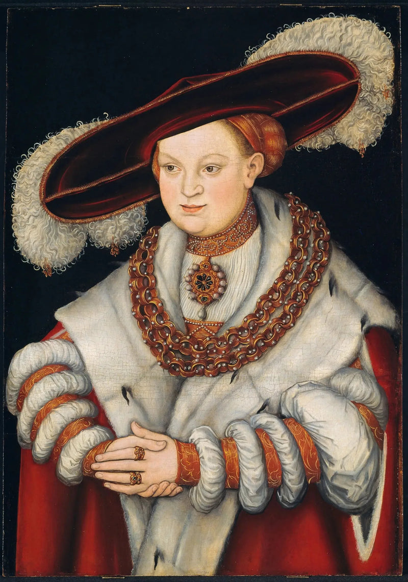 Porträtt av Madeleine de Saxe, första hustrun till kurfurst Joachim II av Brandenburg - Lucas Cranach den äldre