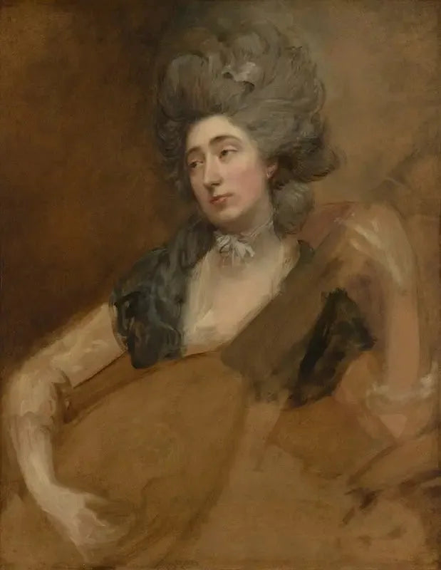 Porträtt av Margaret Gainsborough som håller en teorbe - Thomas Gainsborough
