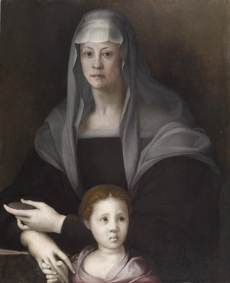Porträtt av Maria Salviati de Médicis med Giulia de Médicis - Pontormo