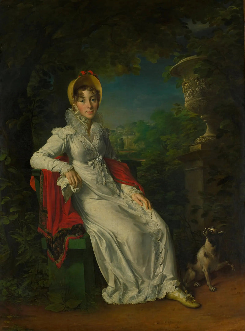 Porträtt av Marie Caroline Ferdinande Louise av Neapel, hustru till Charles Ferdinand, hertig av Berry, i Bagatelle-parken vid Bois de Boulogne, Paris - François Gérard