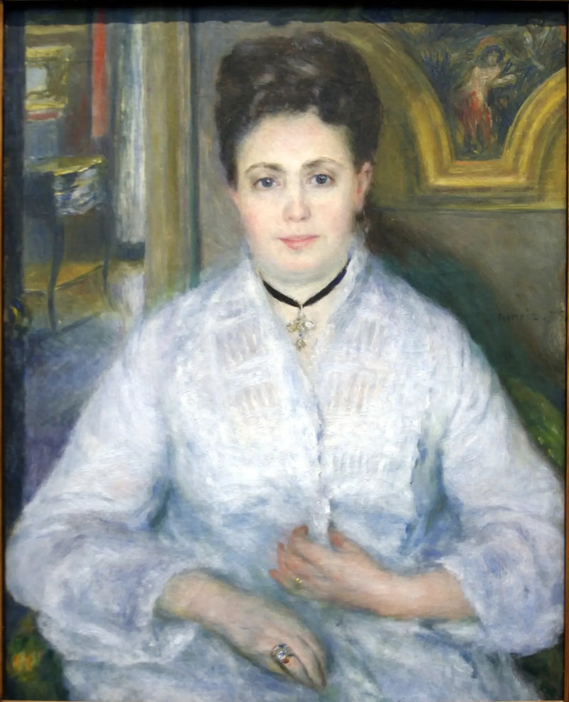 Porträtt av fru Chocquet i vitt - Pierre-Auguste Renoir