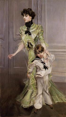 Porträtt av Pauline Hugo med hennes son Jean - Giovanni Boldini