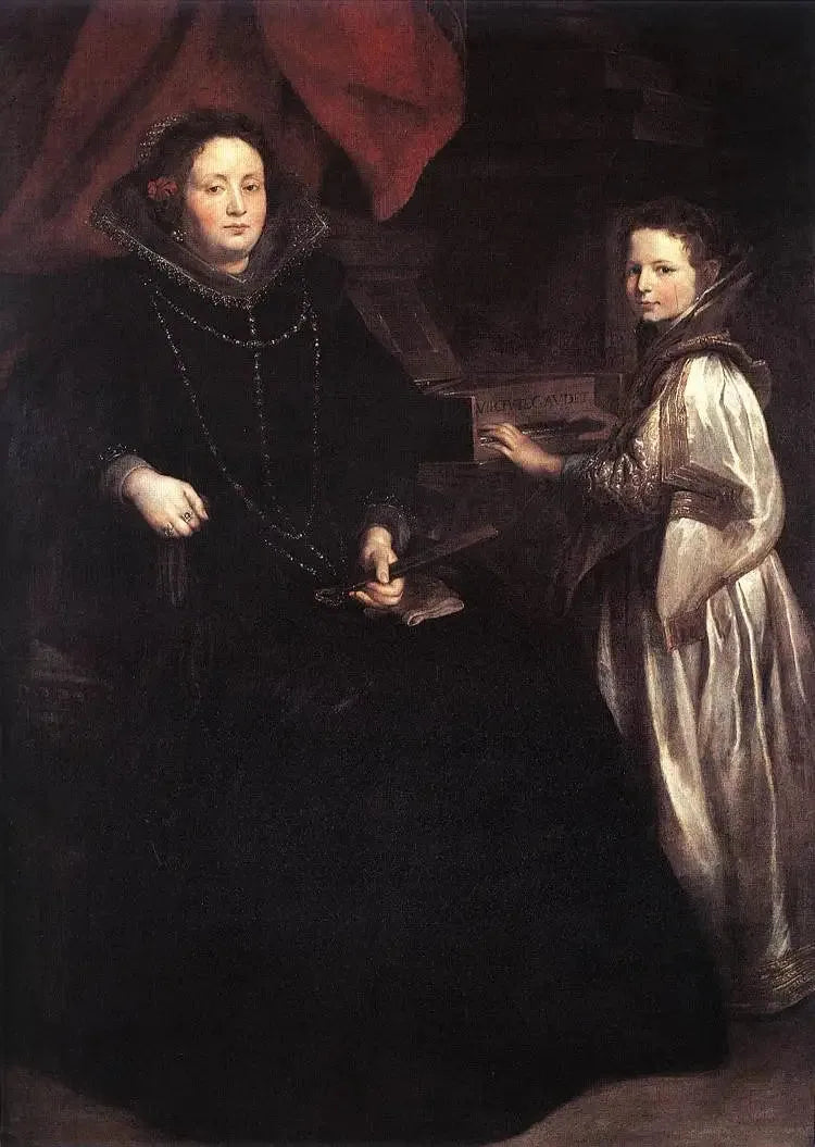 Porträtt av Porzia Impériale och hennes dotter Maria Francesca - Antoine van Dyck