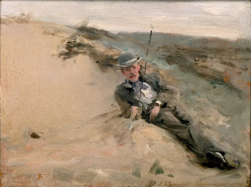 Porträtt av Ralph Curtis på stranden i Scheveningen - John Singer Sargent