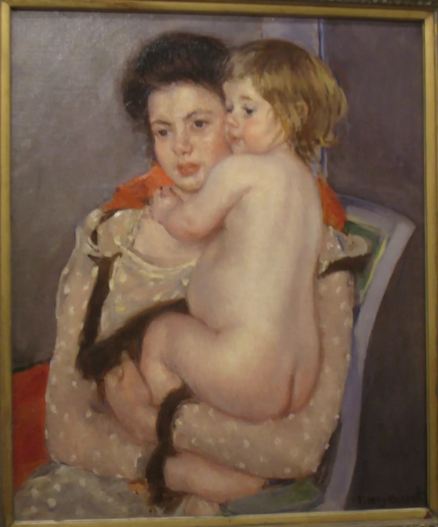 Porträtt av drottning LeFebvre som håller en naken bebis - Mary Cassatt