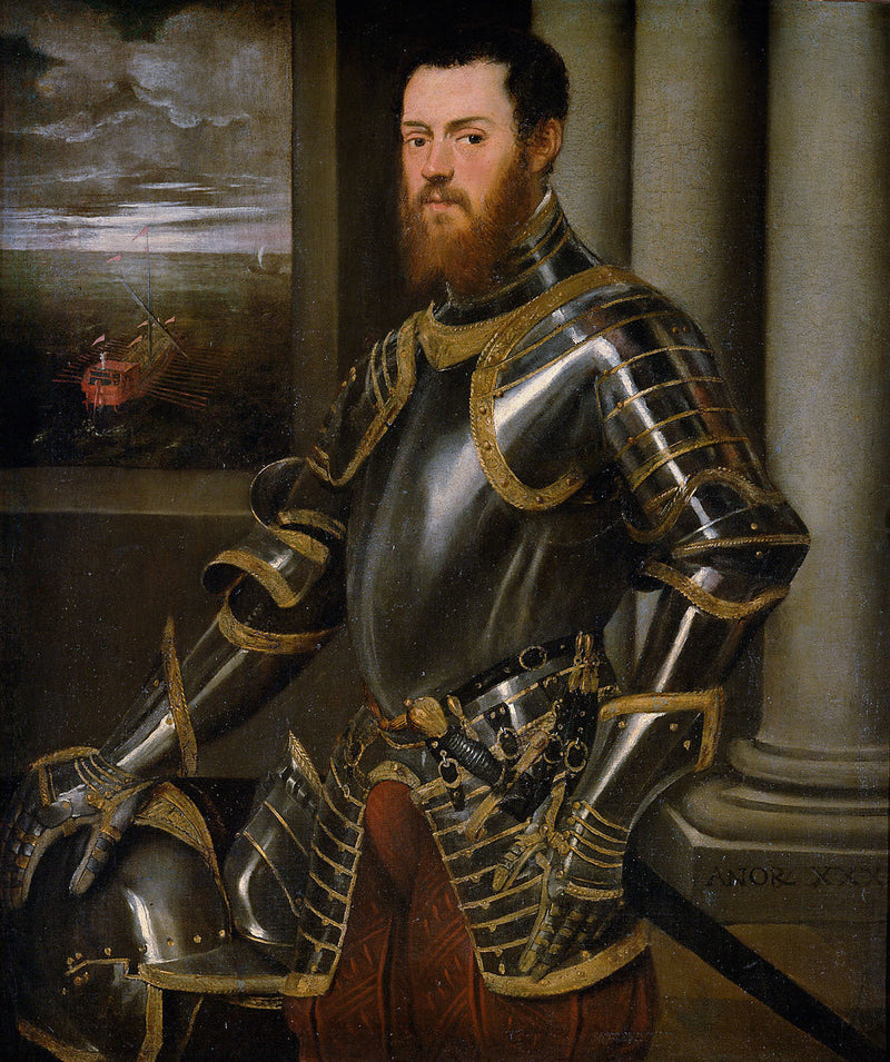 Porträtt av Sigismund August med en kunglig galär - Jacopo Tintoretto