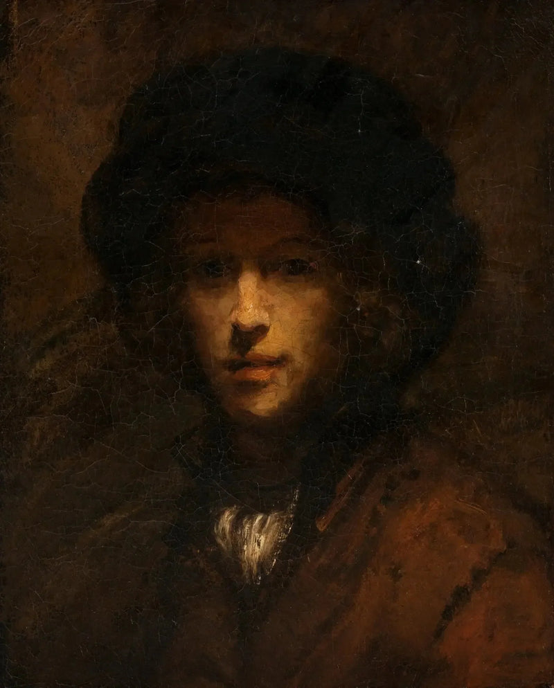 Porträtt av Titus (övertäckt mellan 1908-1935) - Rembrandt