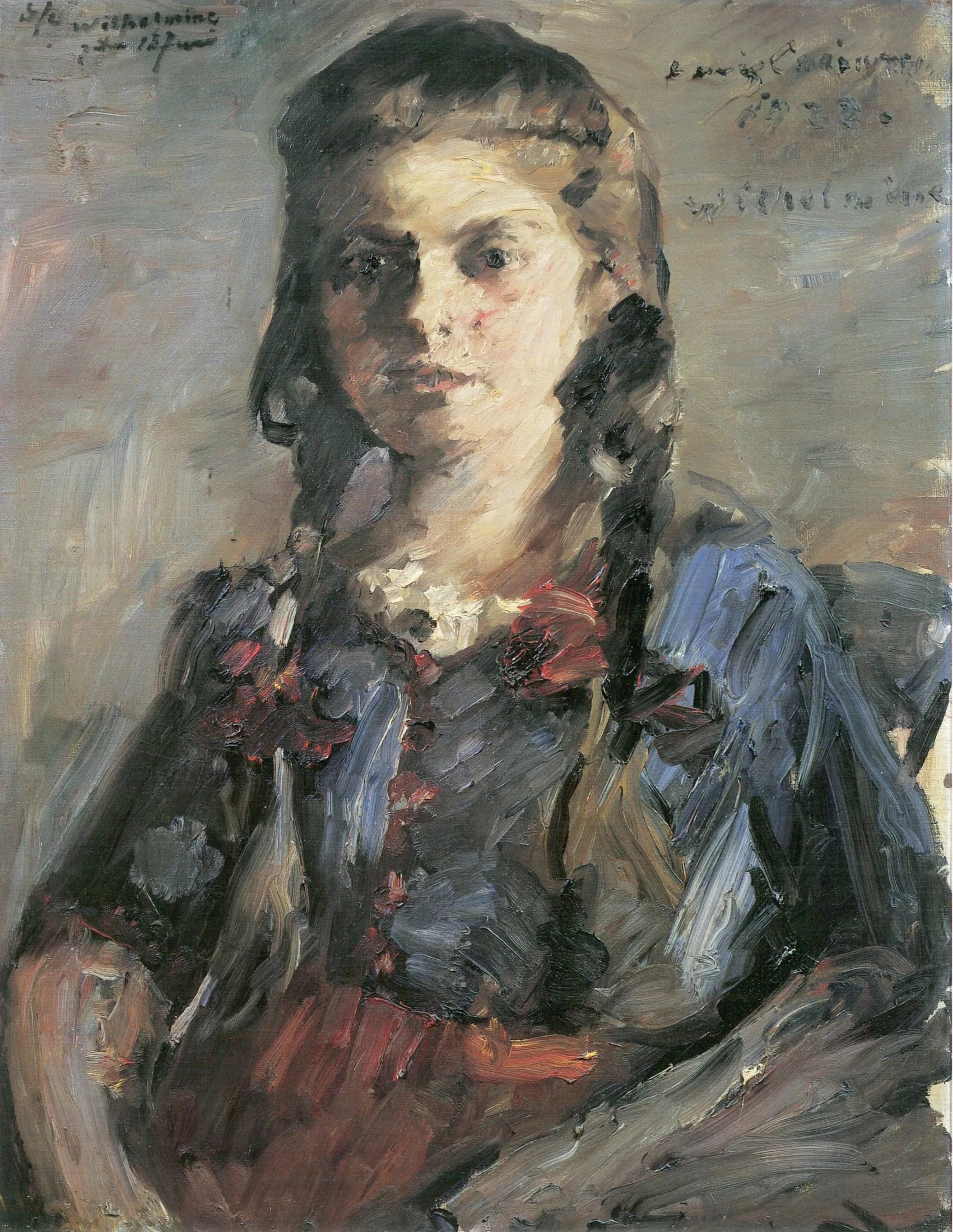 Portrait de Wilhelmine avec des tresses - Lovis Corinth image 1 reproduction d’œuvre d’art à l’huile