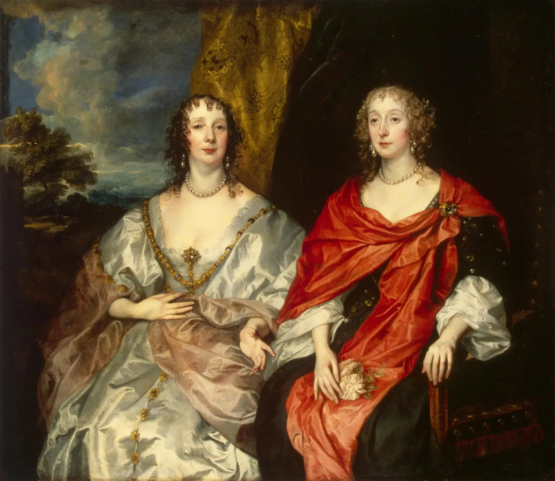 Porträtt av drottning Henriette-Maries damfölje - Antoine van Dyck
