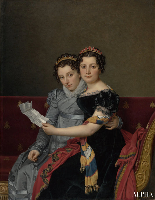 Portrait des sœurs Zénaïde et Charlotte Bonaparte - Jacques-Louis David - Reproductions de tableaux et peintures haut de gamme