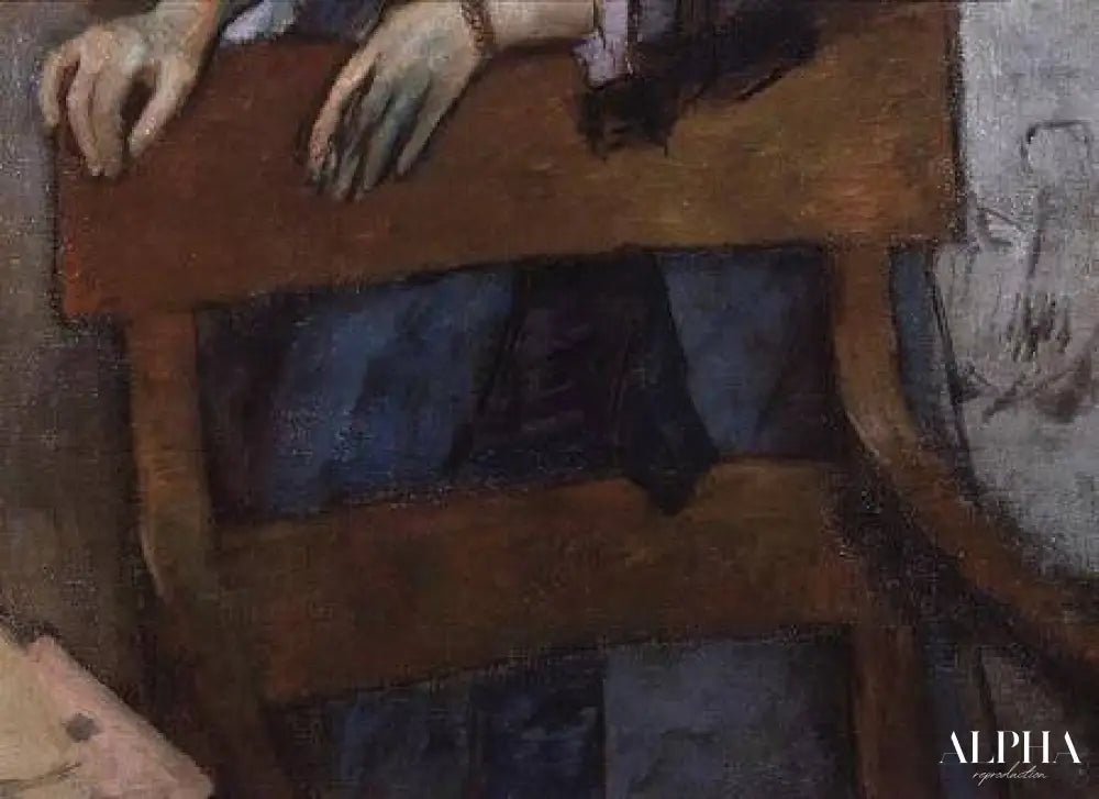 Portrait d'Hélène Rouart dans le bureau de ses pères, détail du fauteuil - Edgar Degas - Reproductions de tableaux et peintures haut de gamme