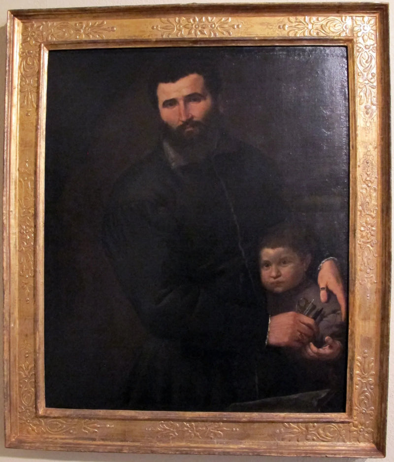 Porträtt av kirurgen Gian Giacomo Bonamigo med sin son Giovanni Antonio - Lorenzo Lotto