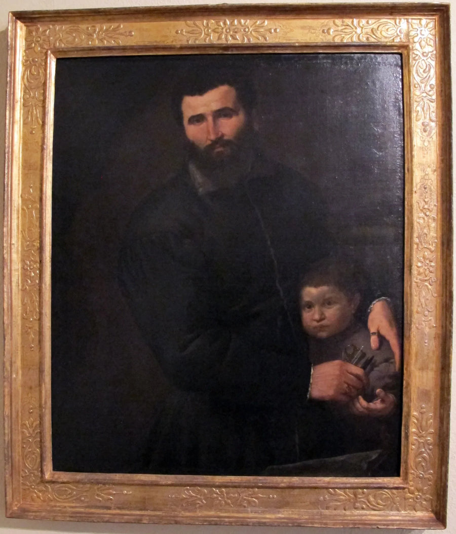 Porträtt av kirurgen Gian Giacomo Bonamigo med sin son Giovanni Antonio - Lorenzo Lotto