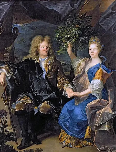 Porträtt av greve Jan Andrzej Morsztyn och hans dotter Isabelle Catherine - Hyacinthe Rigaud