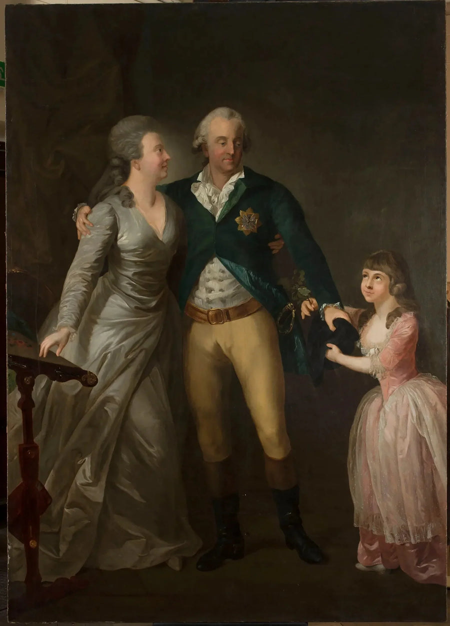 Porträtt av hertigen av Sachsen Karl August med sin fru Sophie och deras dotter - Anton Graff