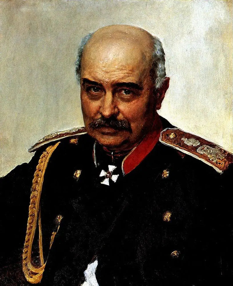 Porträtt av generalen och statsministern Mikhaïl Ivanovitch Dragomirov. - Ilya Repin