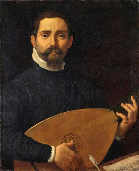 Porträtt av luthisten Giulio Mascheroni - Annibale Carracci