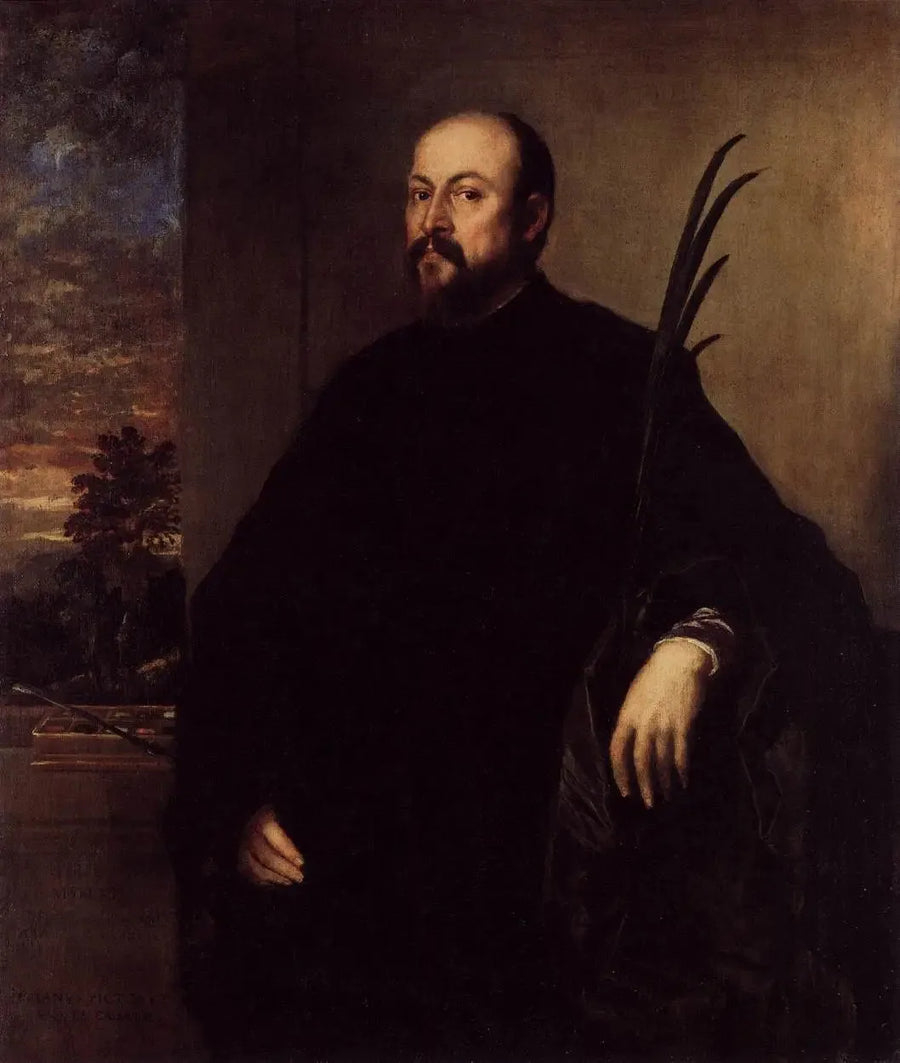Porträtt av konstnärsäljaren Alvise dalla Scala - Titian