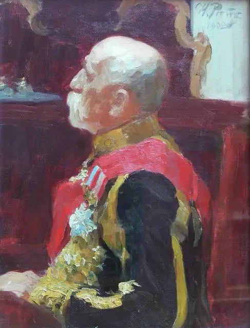 Porträtt av statsrådsmedlemmen, greve Alexandre Alexeïevitch Bobrinsky. - Ilya Repin
