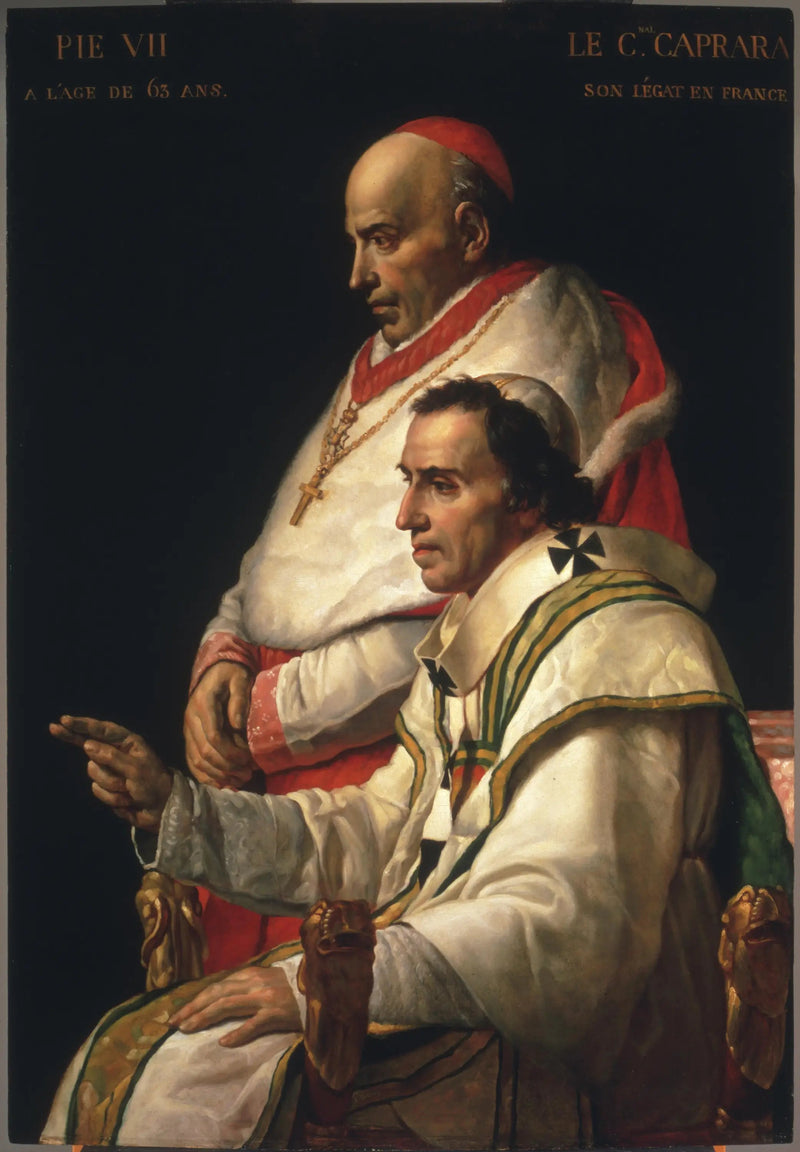 Porträtt av påven Pius VII och kardinal Caprara - Jacques-Louis David