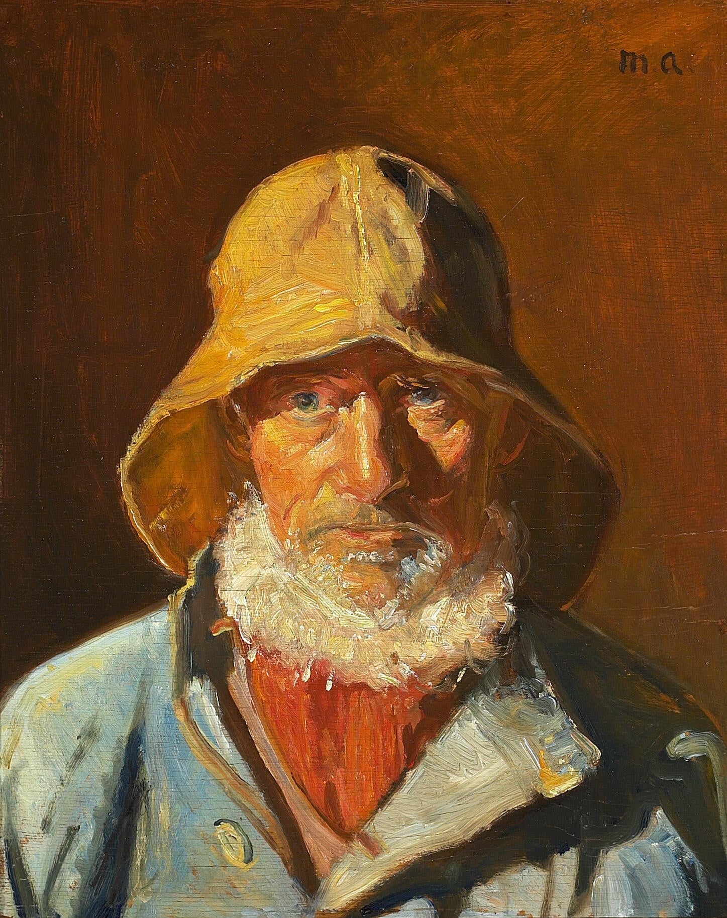 Portrait du pêcheur Niels Møller au soleil. - Michael Peter Ancher image 1 copie peinte à la main à l’huile