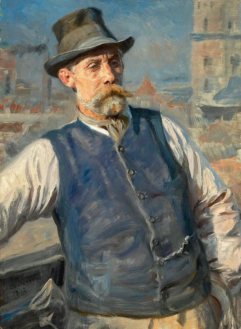 Porträtt av ordföranden för murverksföretaget Heinrich Krone. - Peder Severin Krøyer