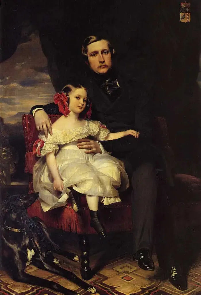 Porträtt av prinsen av Wagram och hans dotter Malcy Louise Caroline Frédérique - Franz Xaver Winterhalter