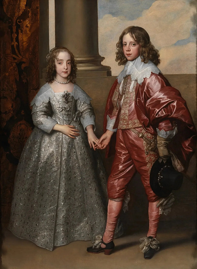 Porträtt av prins Wilhelm II av Orange och hans hustru Marie-Henriette Stuart - Antoine van Dyck